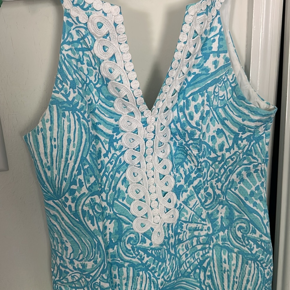 Blue Shell Shift Dress - Picture 3 of 5